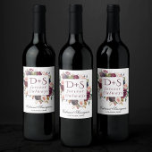 Blooming Figs | Moody Rustic Monogram Wreath Weinetikett