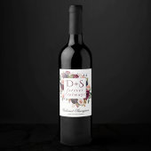 Blooming Figs | Moody Rustic Monogram Wreath Weinetikett