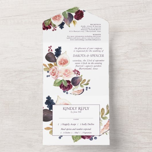 Blooming Figs | Rustikale Obstblüten - Auswahl All In One Einladung (Innen Boden)