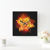 Blooming Fire Rose Quadratische Wanduhr (Zuhause)