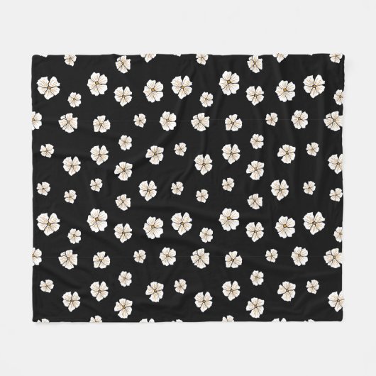 Blooming Floral Pattern Black Fleece (3 Sizes) (Vorderseite (Horizontal))