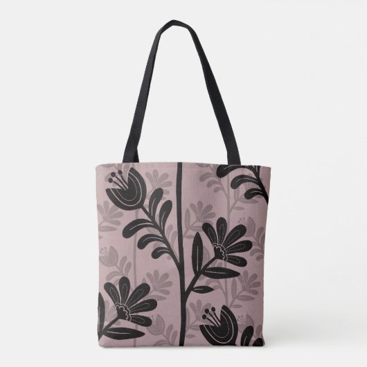 Blooming Floral Silhouette XL black flowers Tasche (Rückseite)