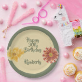 Blooming Florals Personalized Birthday Party Plate Pappteller (Party)