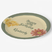 Blooming Florals Personalized Birthday Party Plate Pappteller (Schrägansicht)
