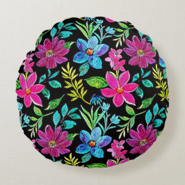 Blooming flower garden chic floral foliage  rundes kissen