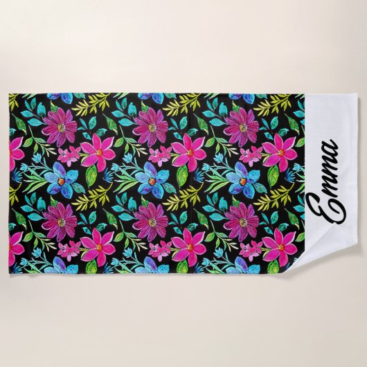 Blooming flower garden chic floral foliage strandtuch (Vorderseite)