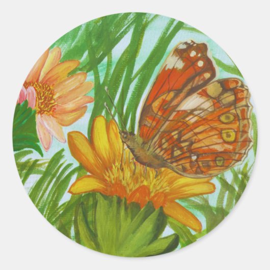 Blooming flower garden runder aufkleber (Vorderseite)