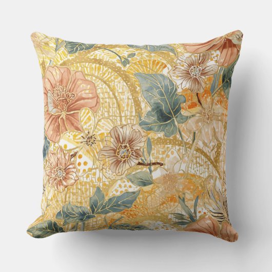  Blooming Flowers and Yellow Peach Design Art Kissen (Vorderseite)