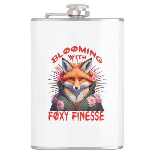 Blooming Fox Fashion Ästhetik Flachmann (Vorderseite)