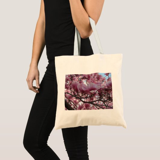 Blooming Fuchsia Magnolia Tote Bag Tragetasche (Vorderseite (Produkt))