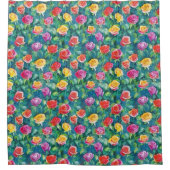 Blooming garden blossoms, rose flowers watercolor duschvorhang (Vorderseite)