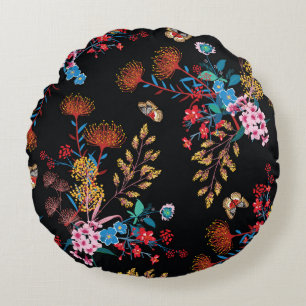 Blooming Garden Butterflies Liberty Style Rundes Kissen