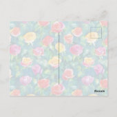 Blooming garden rose bush watercolor pattern postkarte (Rückseite)