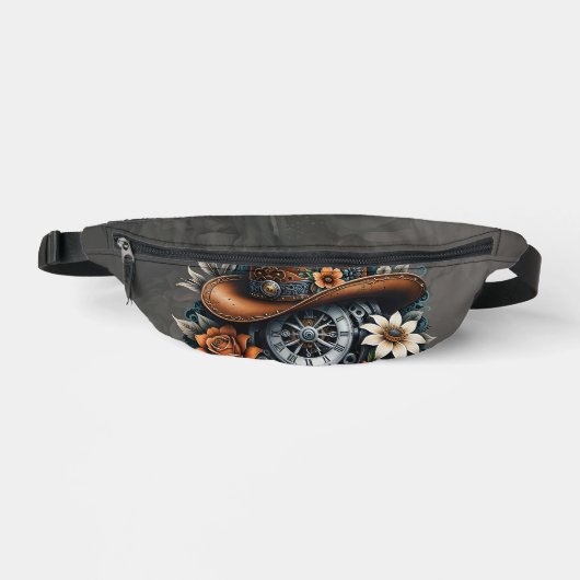 Blooming Gears: Steampunk Cowboy Stil. Bauchtasche (Vorderseite)