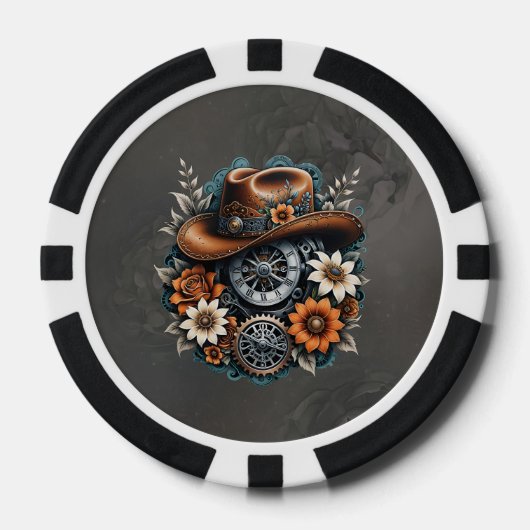 Blooming Gears: Steampunk Cowboy Stil. Pokerchips (Vorderseite)