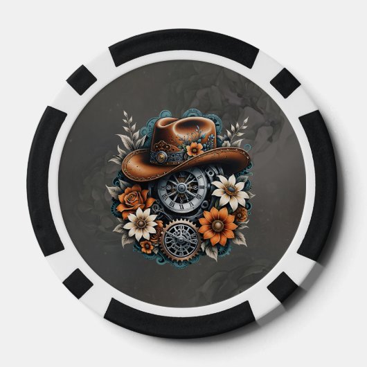Blooming Gears: Steampunk Cowboy Stil. Pokerchips (Rückseite)