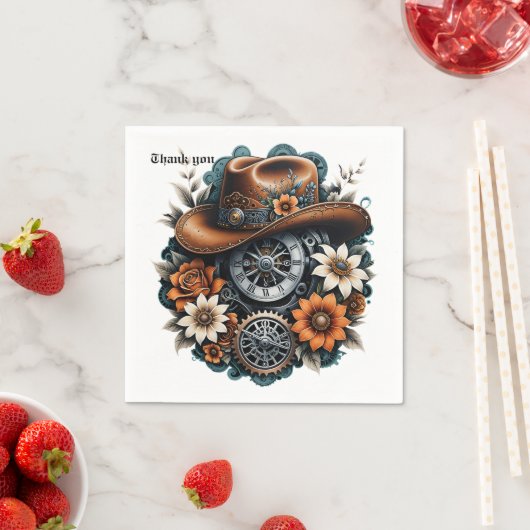 Blooming Gears: Steampunk Cowboy Stil. Serviette (Beispiel)
