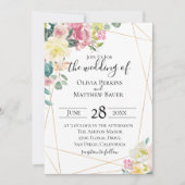 Blooming Geometric Wedding Einladung (Vorderseite)