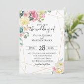 Blooming Geometric Wedding Einladung (Stehend Vorderseite)