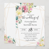 Blooming Geometric Wedding Einladung (Vorne/Hinten)