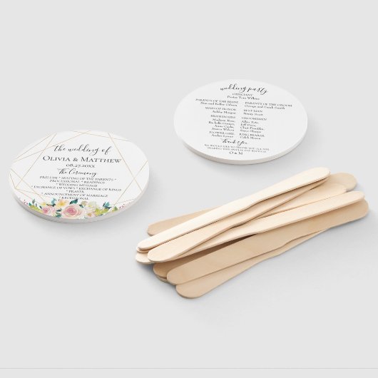 Blooming Geometric Wedding Program Fächer (Non-assembled)