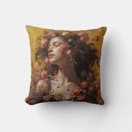 Blooming Goddess Floral Art Throw Pillow Kissen