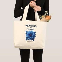  BLOOMING IN NJ, BLUE DAHLIA FLORAL TOTE BAG JUMBO STOFFBEUTEL