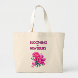 BLOOMING IN NJ , PINK PEONIES FLORAL CANVAS TOTE JUMBO STOFFBEUTEL