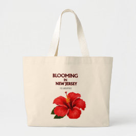 BLOOMING IN NJ, RED HISBICUS FLORAL CANVAS TOTE  JUMBO STOFFBEUTEL
