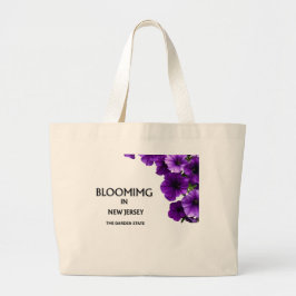  BLOOMING IN NJ , VIOLETS FLORAL CANVAS TOTE BAG JUMBO STOFFBEUTEL