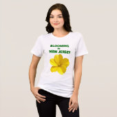 BLOOMING IN NJ,YELLOW HISBISCUS WHITE SHORT SLEEVE Tri-Blend SHIRT (Vorderseite voll)