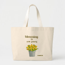  BLOOMING IN NJ ,YELLOW TULIPS FLORAL TOTE BAG JUMBO STOFFBEUTEL