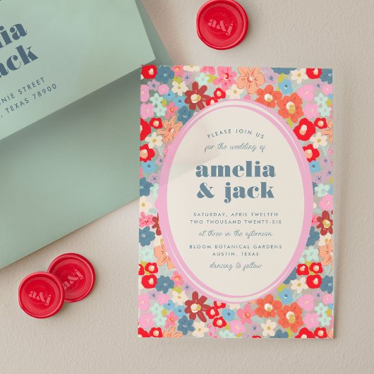 Blooming Joy Bold Bright Floral Garden Wedding Acryleinladungen