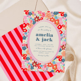 Blooming Joy Bold Bright Floral Garden Wedding Einladung