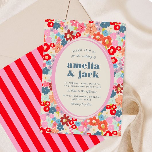Blooming Joy Bold Bright Floral Garden Wedding Einladung