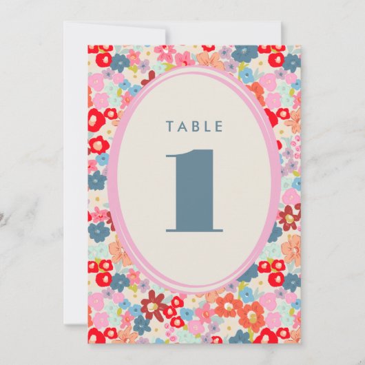 Blooming Joy Bold Bright Floral Tischnummer (Vorderseite)