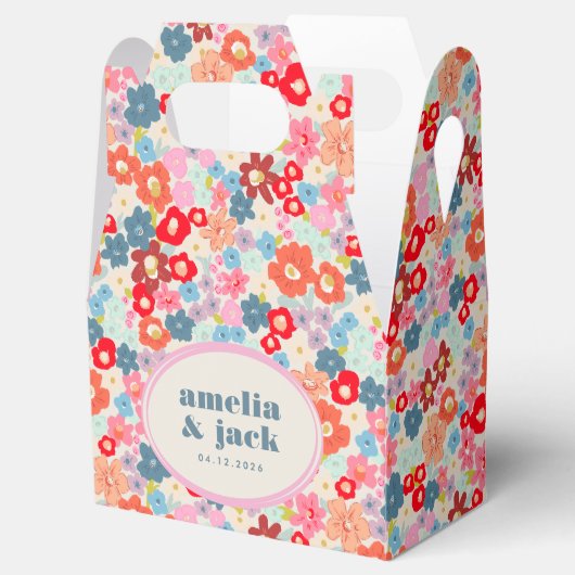Blooming Joy Bright Floral Maximalist Wedding Geschenkschachtel (Geöffnet)