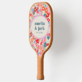 Blooming Joy Bright Floral Maximalist Wedding Pickleball Schläger (Links)