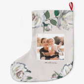 Blooming Joy Floral Foto Weihnachten Strumpf Großer Weihnachtsstrumpf (Rückseite)