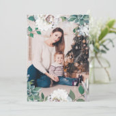 Blooming Joy Floral Weihnachten Double Foto Card (Stehend Vorderseite)