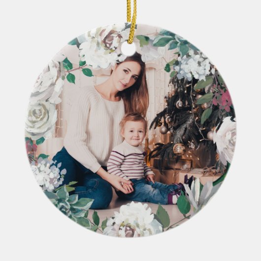 Blooming Joy Floral Weihnachten Foto Ornament (Vorne)