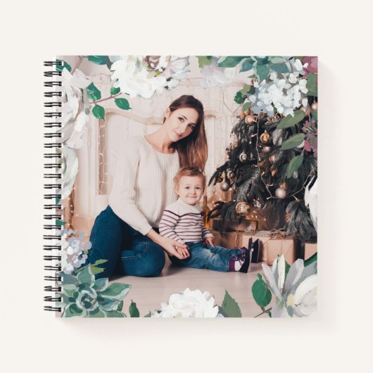 Blooming Joy Floral Weihnachts-Foto-Notebook Notizbuch (Vorderseite)
