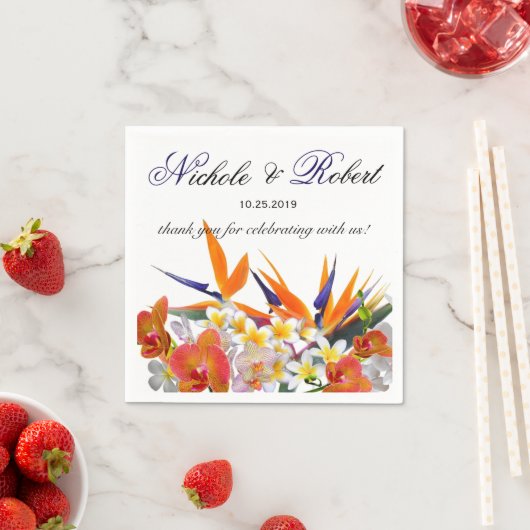 Blooming Joy-Tropical Blume Hochzeit nach Maß Serviette (Beispiel)