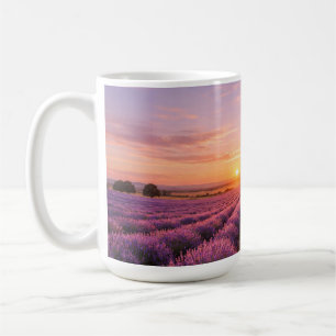Blooming Lavender Field at Golden Sunset Provence  Kaffeetasse