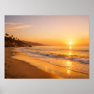 Blooming Lavender Field at Golden Sunset Provence  Poster