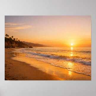 Blooming Lavender Field at Golden Sunset Provence Poster