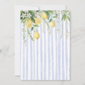  Blooming Lemons Blue Striped Bridal Shower Einladung (Rückseite)