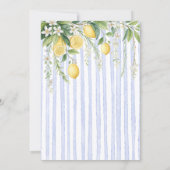  Blooming Lemons Blue Stripes Bridal Shower  Einladung (Rückseite)