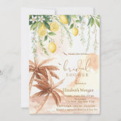Blooming Lemons Rustic Palms Bridal Shower Einladung (Vorderseite)