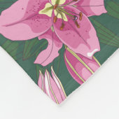 Blooming Lilies in Deep Green Fleece Blanket (Ecke)